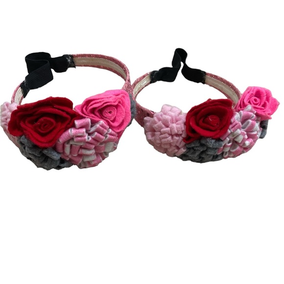 Girls oversized hair bow big flower sequin puff headbands fascinator set of 2 - Picture 5 of 7